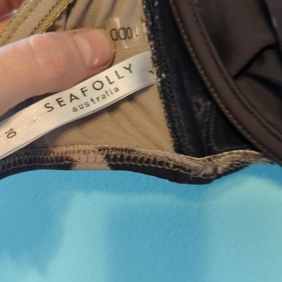 Seafolly Bikini Bandeau Halter Brown Animal Print Underwire 6DD - Picture 4 of 5